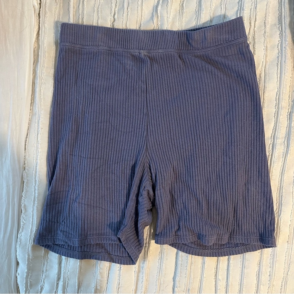 Women's Purple Ribbed Shorts - Picture 4 of 7